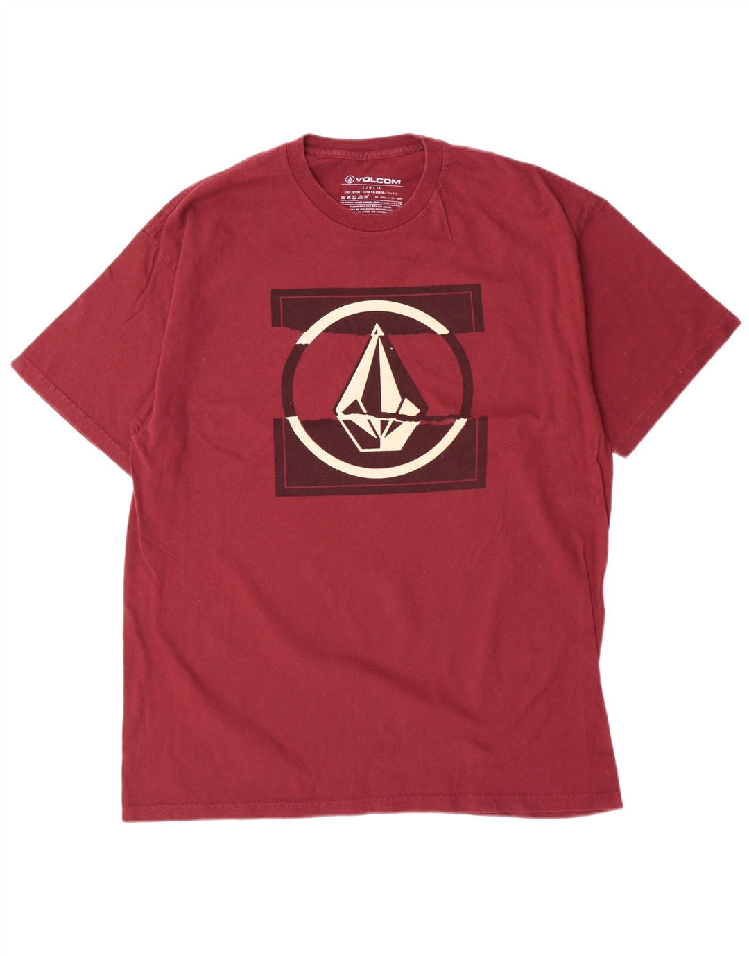 Volcom Boys 13-14 Years Large Burgundy Cotton