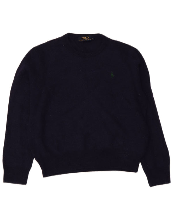 Polo Ralph Lauren Womens Crew Neck Jumper Sweater UK 14 Large Navy Blue