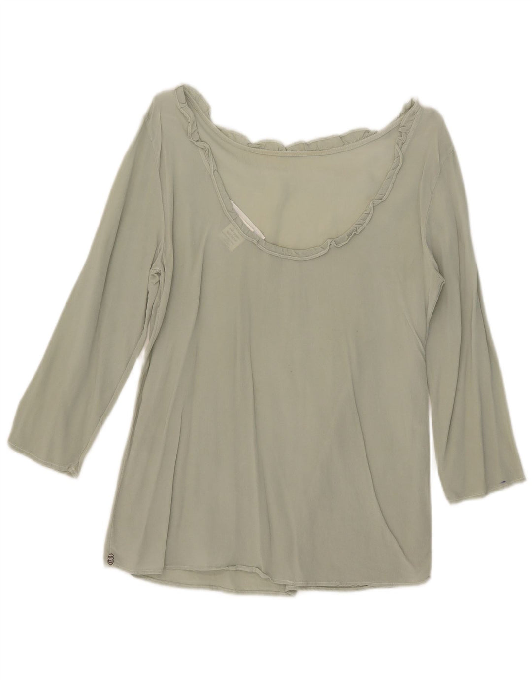 Ottod'Ame Womens 3/4 Sleeve Blouse Top UK 10 Small Green Silk