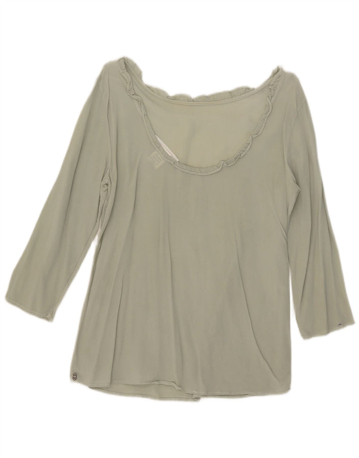 Ottod'Ame Womens 3/4 Sleeve Blouse Top UK 10 Small Green Silk