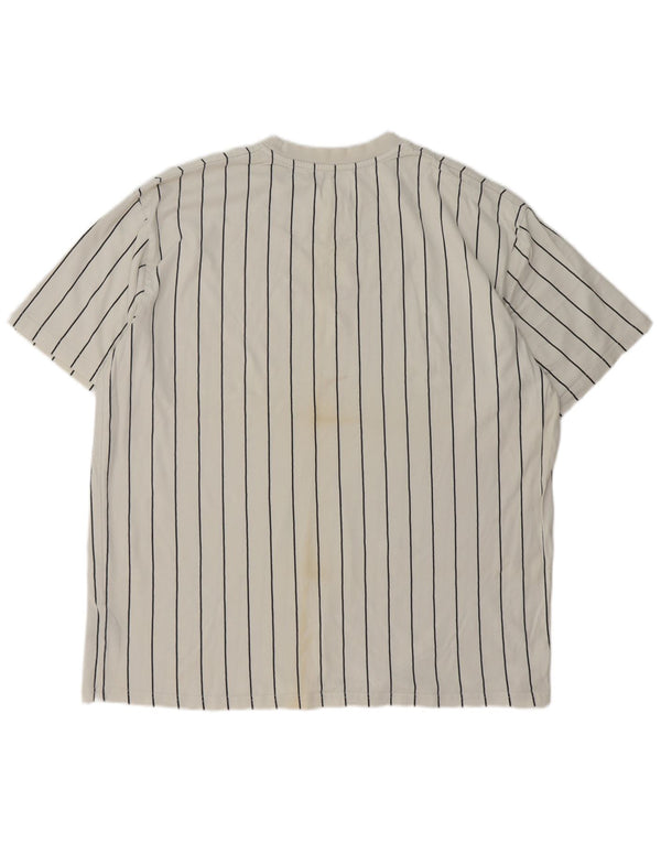 Karl Kani Mens Graphic T-Shirt Top XL White Pinstripe Cotton