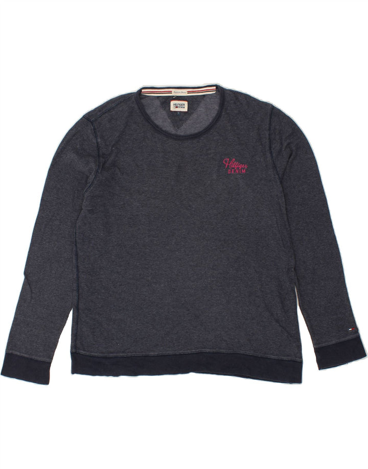 TOMMY HILFIGER Mens Sweatshirt Jumper Large Navy Blue Cotton Vintage Tommy Hilfiger and Second-Hand Tommy Hilfiger from Messina Hembry 