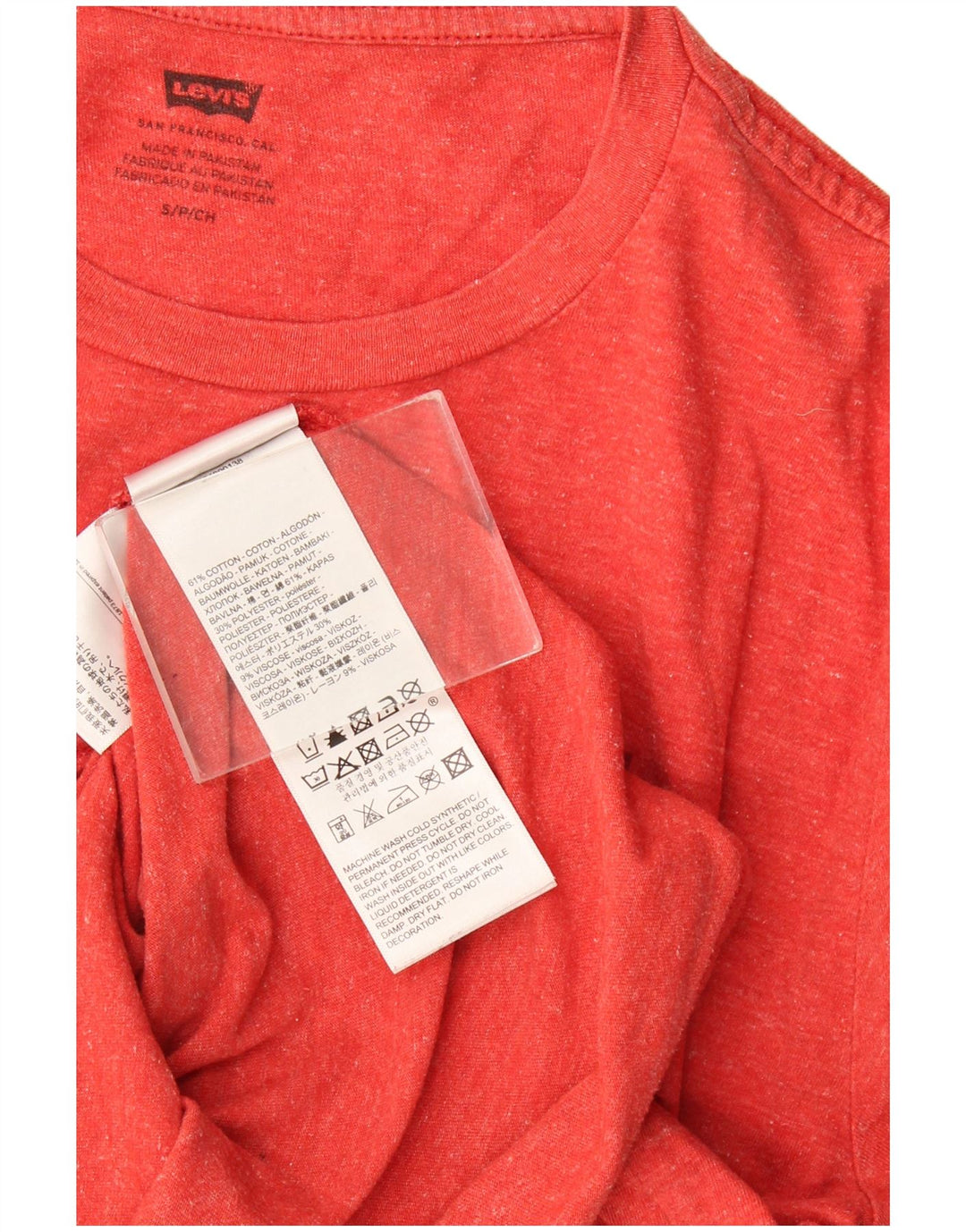 Levi's Mens Graphic T-Shirt Top Small Red Flecked Cotton