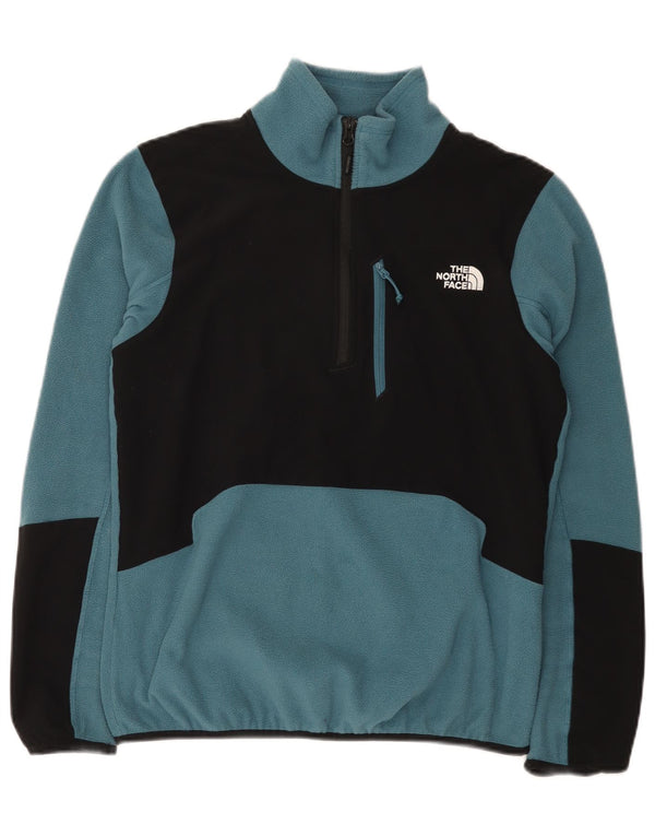 The North Face Mens Zip Neck Fleece Jumper Small Blue Colourblock Polyester