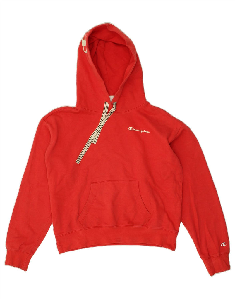 CHAMPION Womens Graphic Hoodie Jumper UK 10 Small Red Cotton | Vintage Champion | Thrift | Second-Hand Champion | Used Clothing | Messina Hembry 