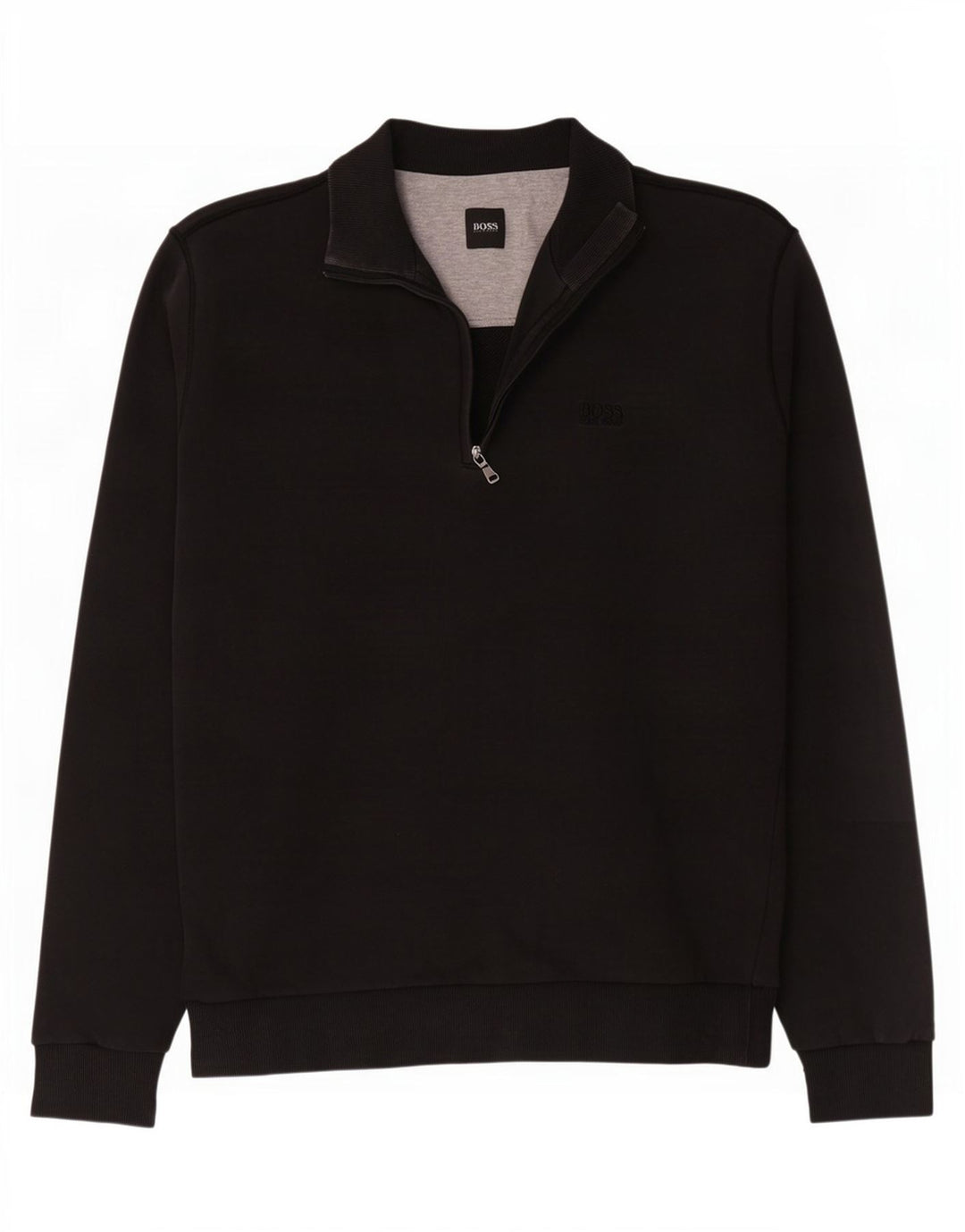 Hugo Boss Mens Zip Neck Sweatshirt Jumper Medium Black Cotton