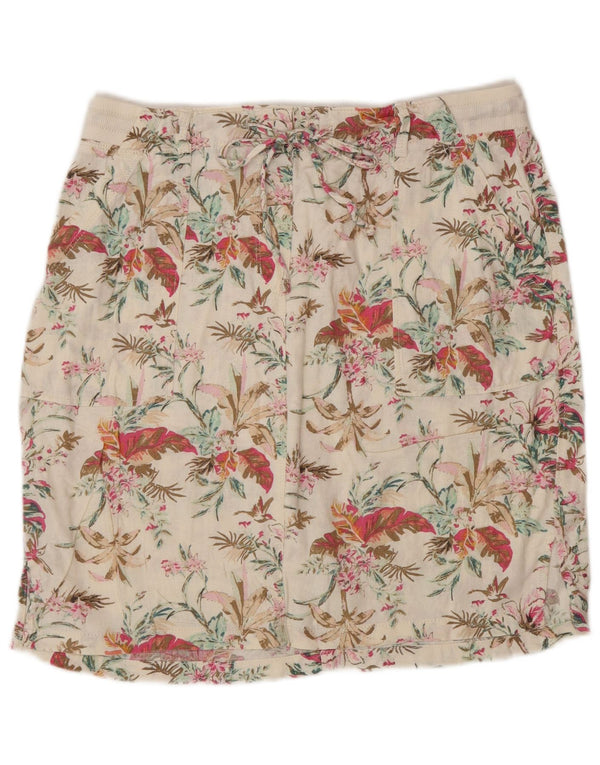 Marks & Spencer Womens Straight Skirt UK 12 Medium W30 Off White Floral
