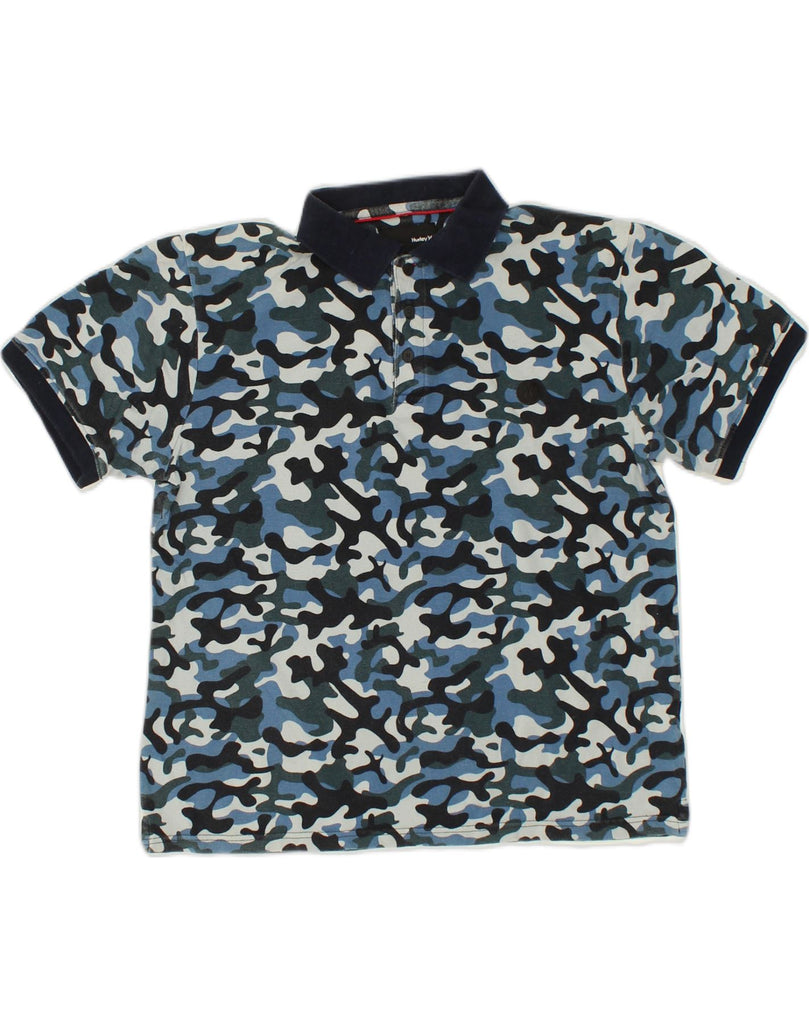 HURLEY Mens Polo Shirt Medium Blue Camouflage Cotton | Vintage Hurley | Thrift | Second-Hand Hurley | Used Clothing | Messina Hembry 