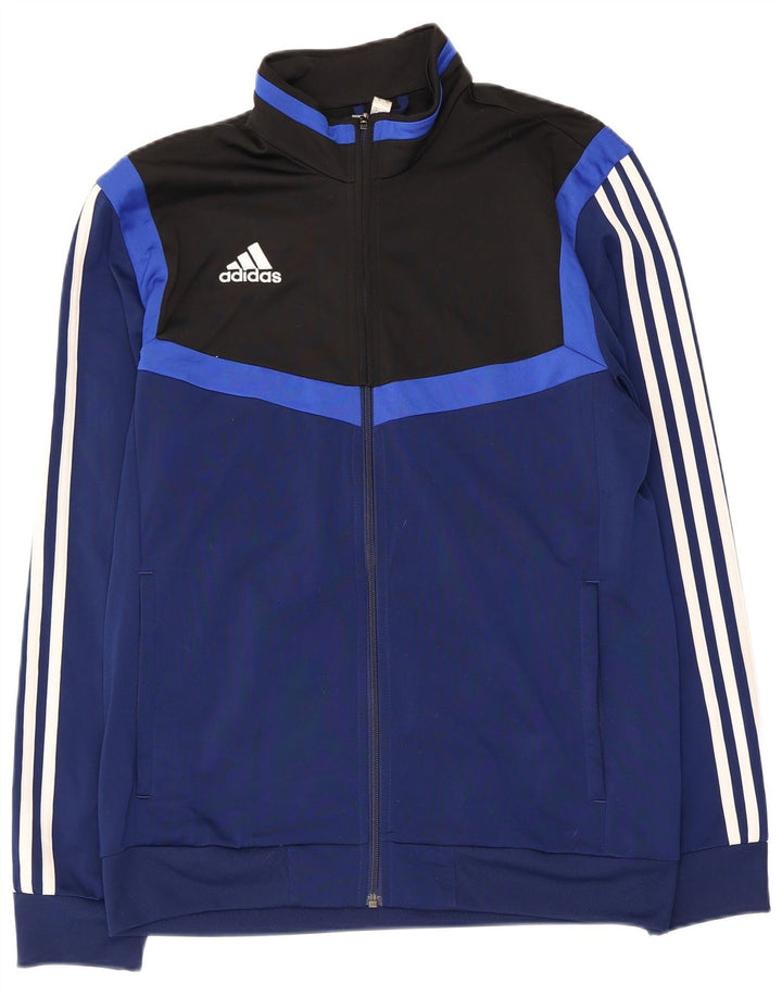 Adidas Mens Tracksuit Top Jacket Medium Navy Blue Colourblock Polyester