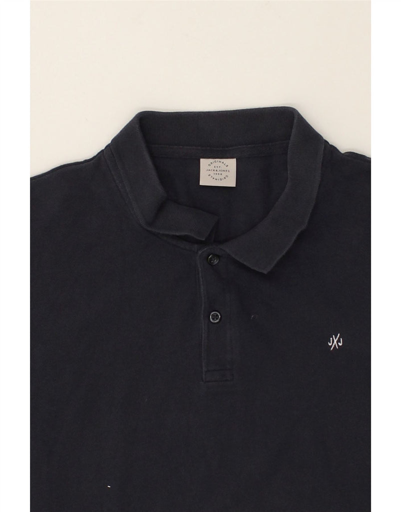 JACK & JONES Mens Polo Shirt 2XL Navy Blue Cotton | Vintage Jack & Jones | Thrift | Second-Hand Jack & Jones | Used Clothing | Messina Hembry 