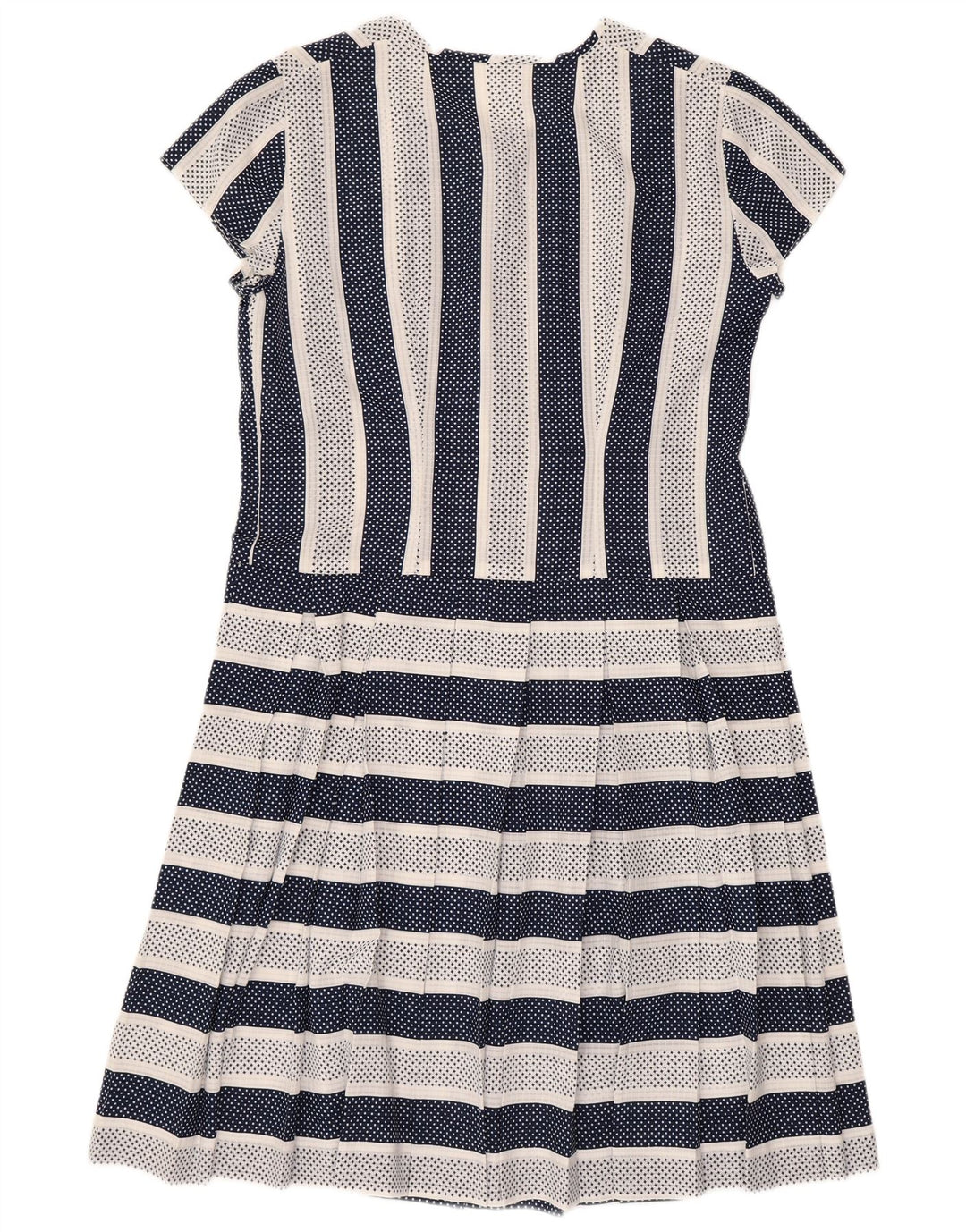 Vintage Womens A-Line Dress UK 14 Medium Navy Blue Striped