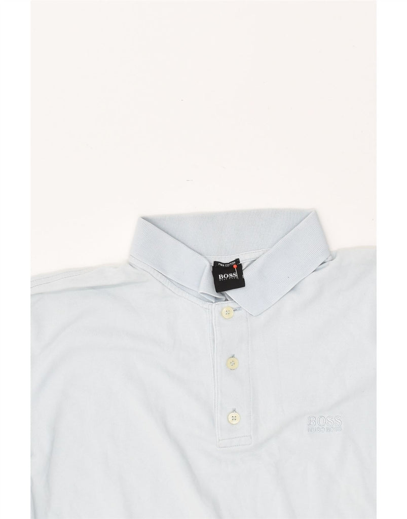 HUGO BOSS Mens Polo Shirt Large Blue Cotton | Vintage Hugo Boss | Thrift | Second-Hand Hugo Boss | Used Clothing | Messina Hembry 