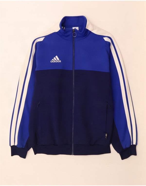 Adidas Mens Tracksuit Top Jacket UK 42/44 Large Blue Colourblock Polyester