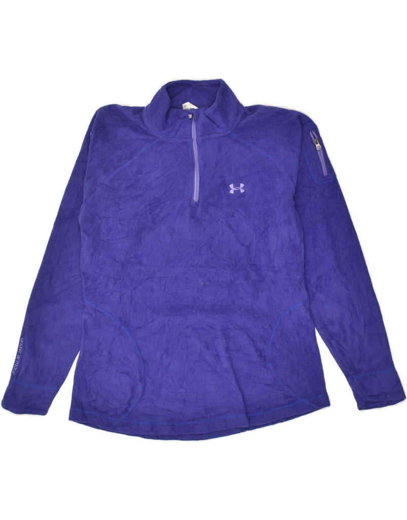 UNDER ARMOUR Womens Zip Neck Fleece Jumper UK 12 Medium Blue Polyester | Vintage Under Armour | Thrift | Second-Hand Under Armour | Used Clothing | Messina Hembry 