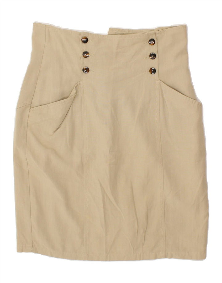 GB.PEDRINI Womens Pencil Skirt IT 44 Medium W28 Beige Viscose Vintage GB.PEDRINI and Second-Hand GB.PEDRINI from Messina Hembry 
