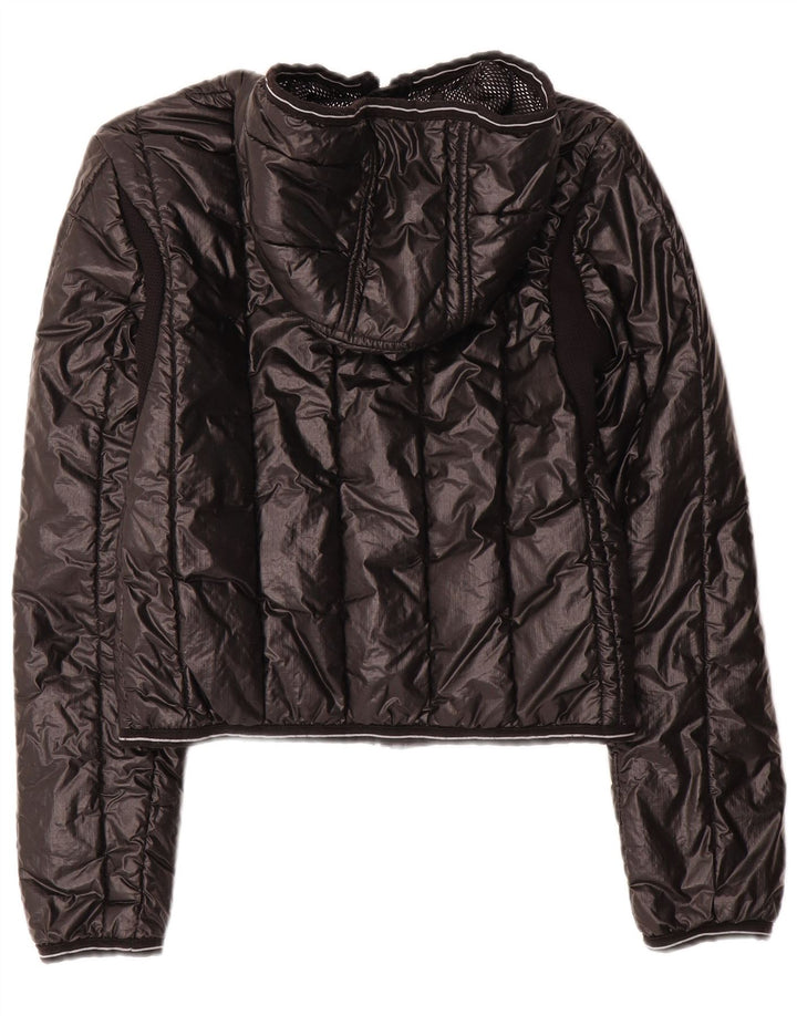 Refrigiwear Womens Hooded Crop Padded Jacket IT 42 Medium Black Nylon