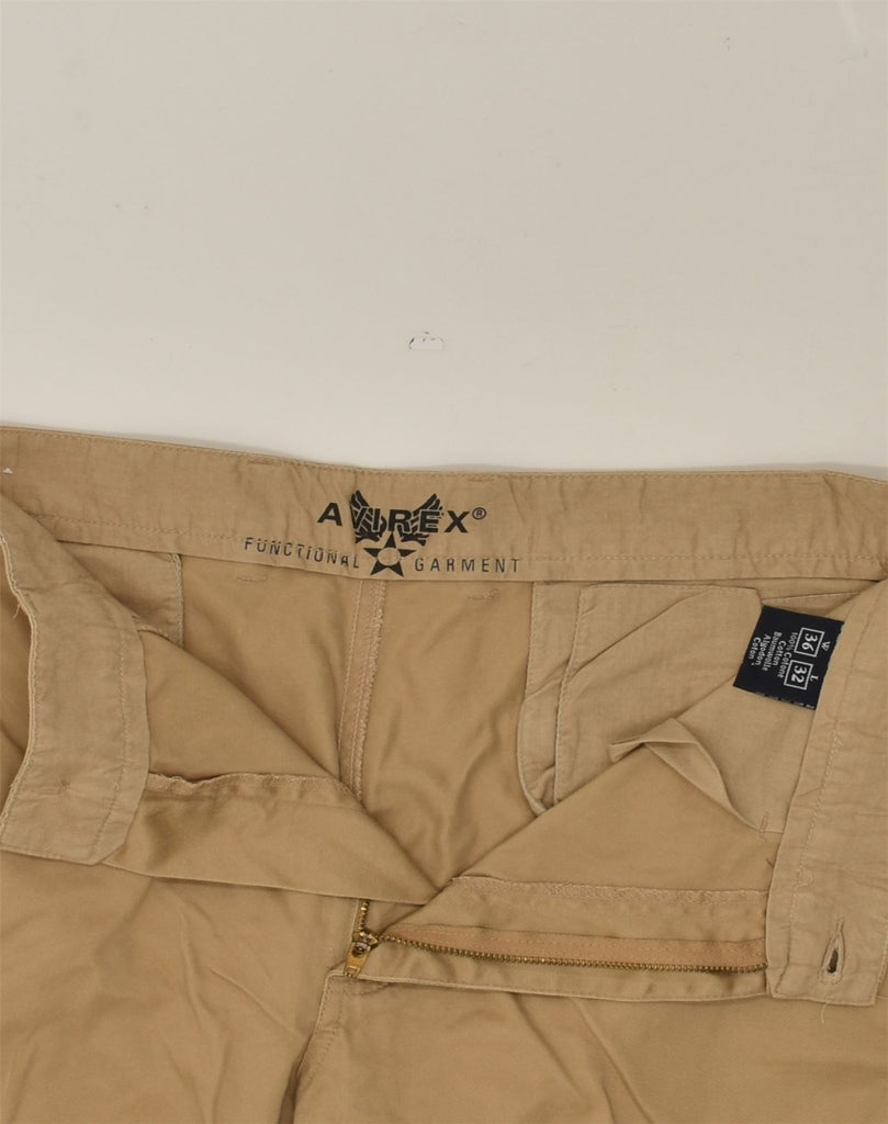 AVIREX Mens Straight Casual Trousers W36 L32  Beige Cotton | Vintage Avirex | Thrift | Second-Hand Avirex | Used Clothing | Messina Hembry 