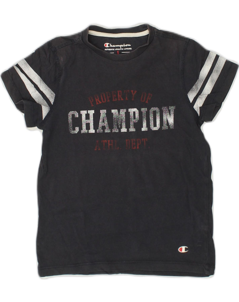 CHAMPION Boys Graphic T-Shirt Top 7-8 Years Small Navy Blue Cotton | Vintage Champion | Thrift | Second-Hand Champion | Used Clothing | Messina Hembry 