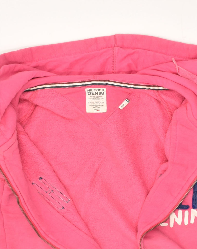 TOMMY HILFIGER Womens New York Graphic Zip Hoodie Sweater UK 10 Small Pink | Vintage Tommy Hilfiger | Thrift | Second-Hand Tommy Hilfiger | Used Clothing | Messina Hembry 