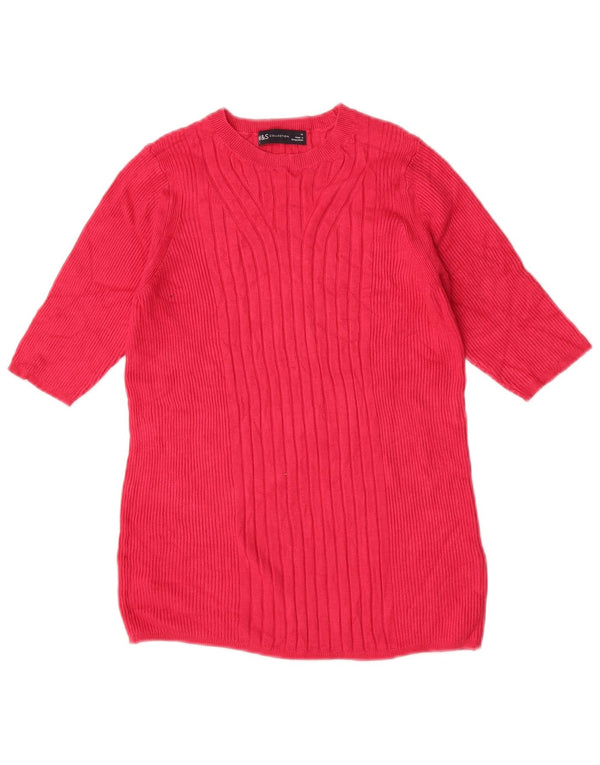 Marks & Spencer Womens Boat Neck Jumper Sweater UK 12 Medium Pink