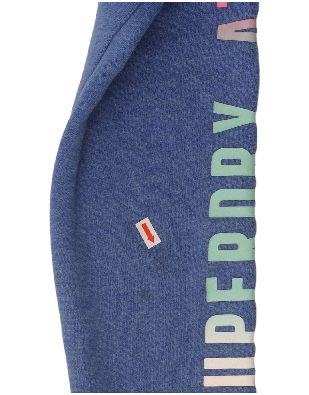 SUPERDRY Womens Graphic Hoodie Jumper UK 16 Large Blue Flecked Cotton