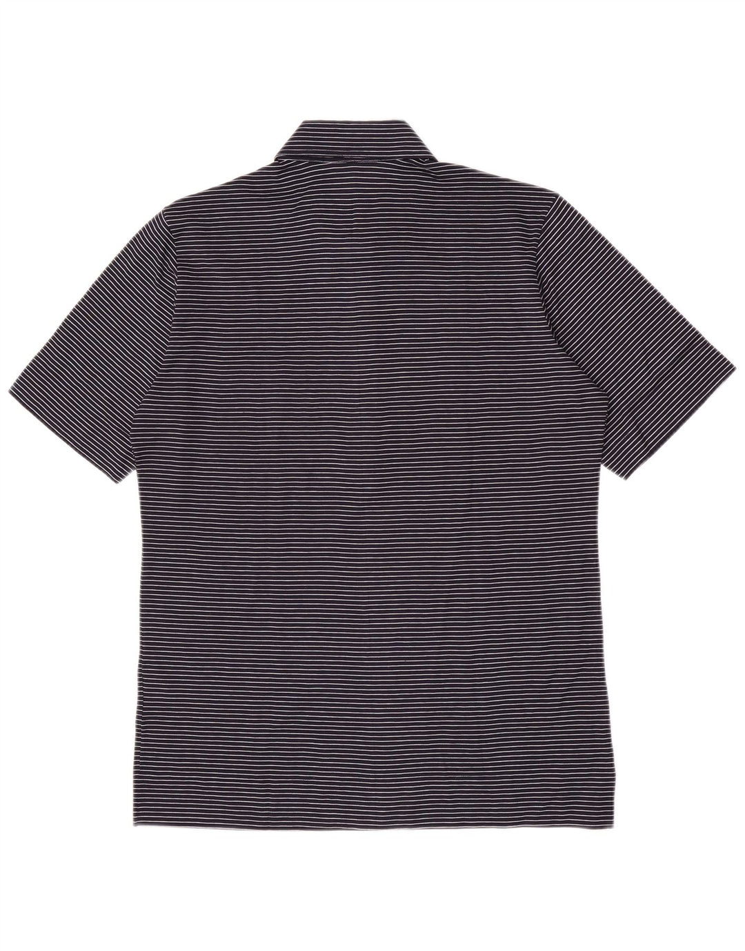 Herion Mens Polo Shirt Medium Navy Blue Pinstripe Cotton