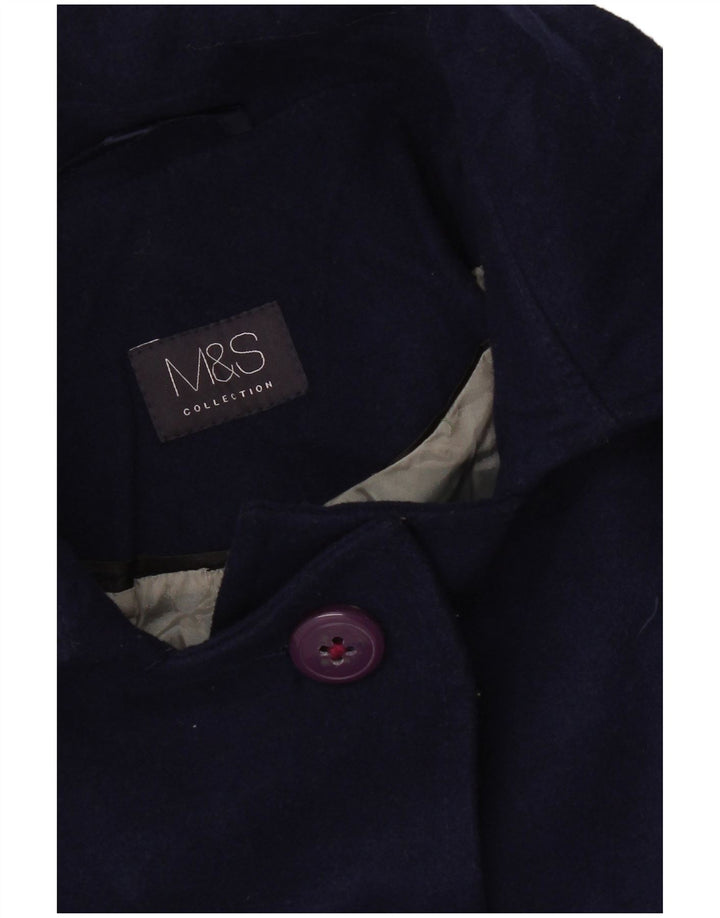 Marks & Spencer Womens Overcoat UK 10 Small Navy Blue