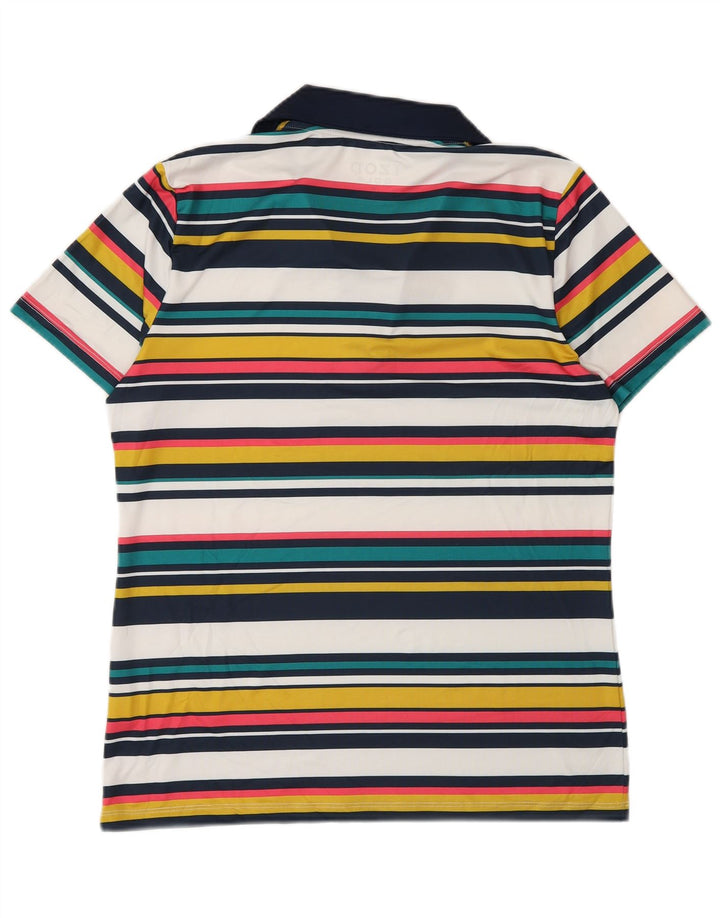 Izod Womens Polo Shirt UK 14 Medium Multicoloured Striped Polyester