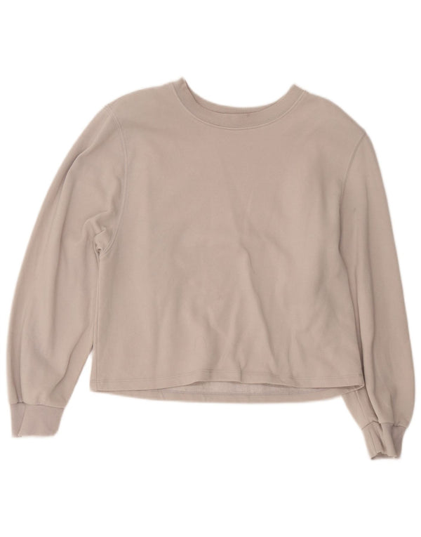 Zara Womens Crop Sweatshirt Jumper UK 14 Medium Grey Cotton