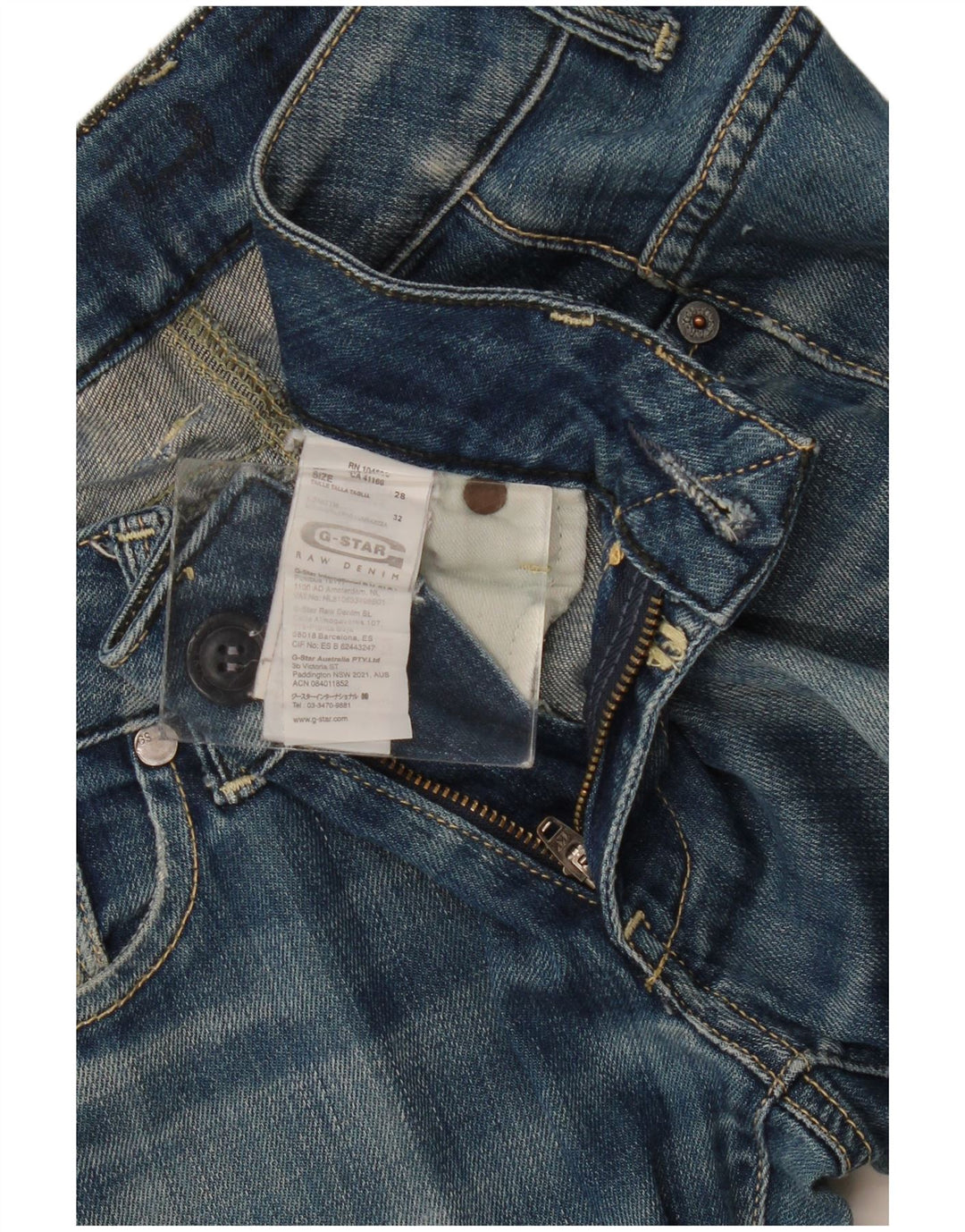 G-Star Womens Distressed Straight Jeans W28 L32 Blue Cotton