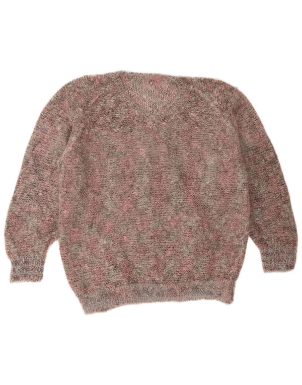 Vintage Womens V-Neck Jumper Sweater UK 18 XL Pink
