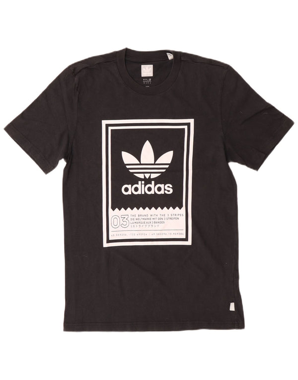 ADIDAS Mens Graphic T-Shirt Top Small Black Cotton