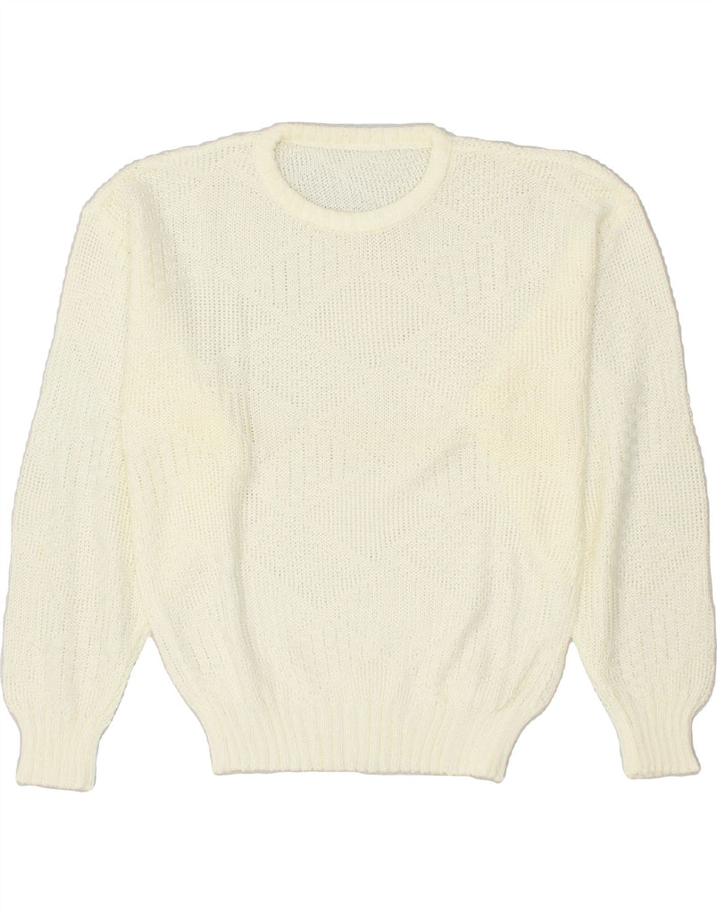VINTAGE Womens Crew Neck Jumper Sweater UK 14 Medium White | Vintage Vintage | Thrift | Second-Hand Vintage | Used Clothing | Messina Hembry 