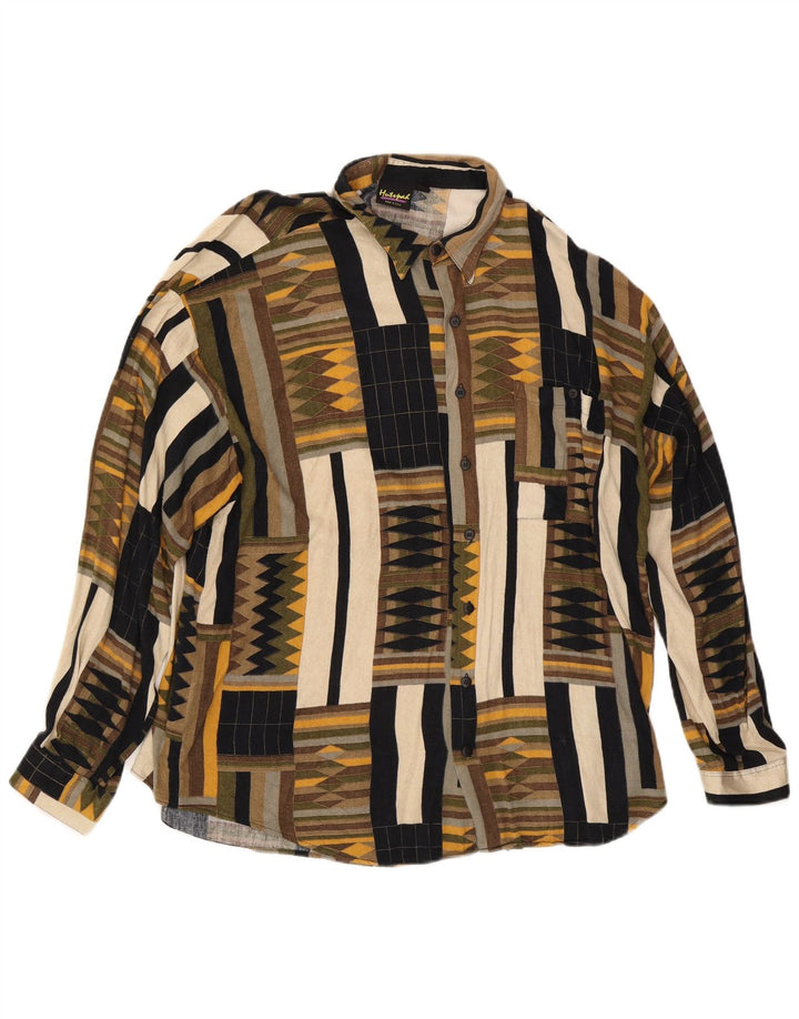 Hutspah Mens Shirt XL Multicoloured Geometric Rayon