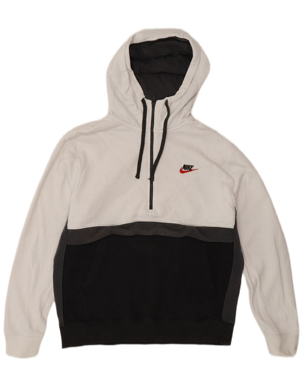 Nike Mens Zip Neck Hoodie Jumper Medium White Colourblock Cotton