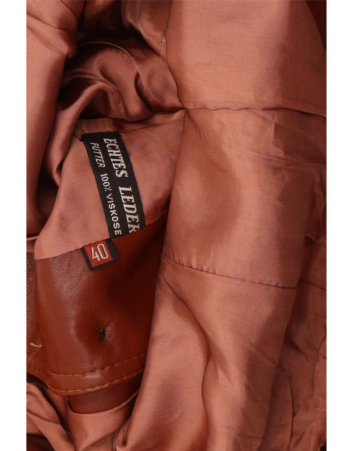 Vintage Womens 3 Button Leather Blazer Jacket IT 40 Small Brown Leather