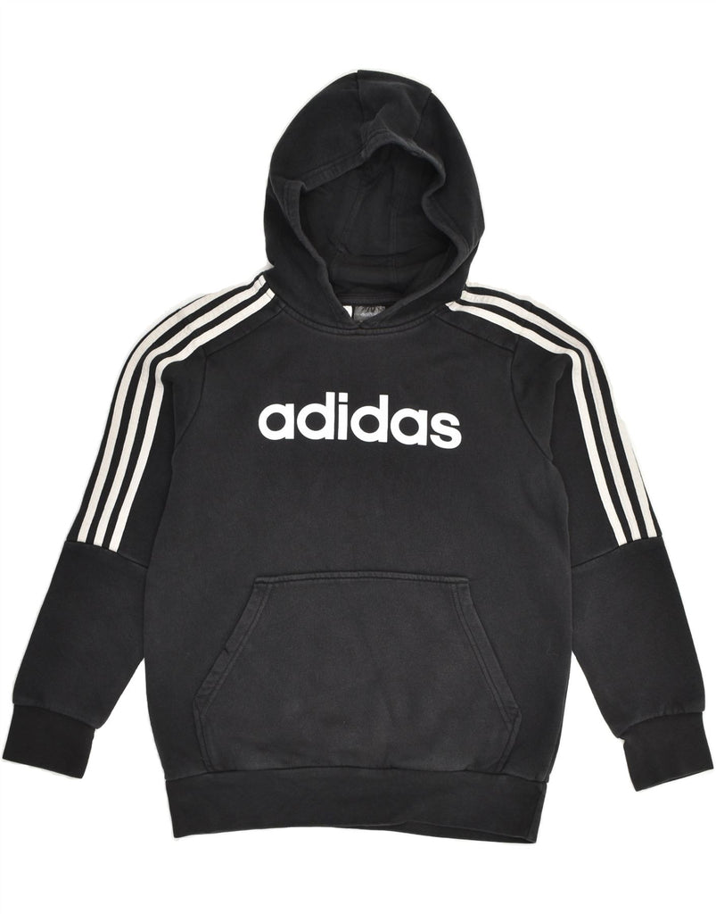 ADIDAS Boys Graphic Hoodie Jumper 13-14 Years Black Cotton | Vintage Adidas | Thrift | Second-Hand Adidas | Used Clothing | Messina Hembry 