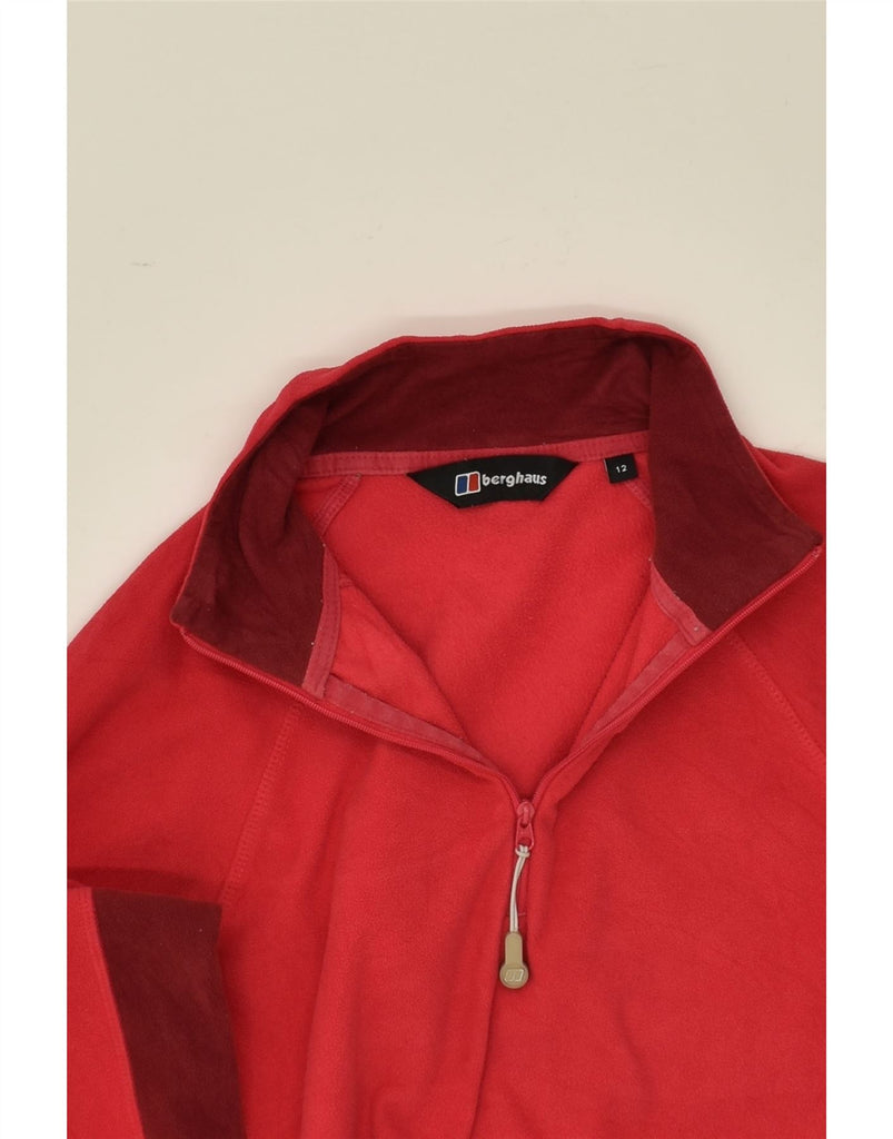 BERGHAUS Womens Zip Neck Fleece Jumper UK 12 Medium Red Colourblock | Vintage Berghaus | Thrift | Second-Hand Berghaus | Used Clothing | Messina Hembry 