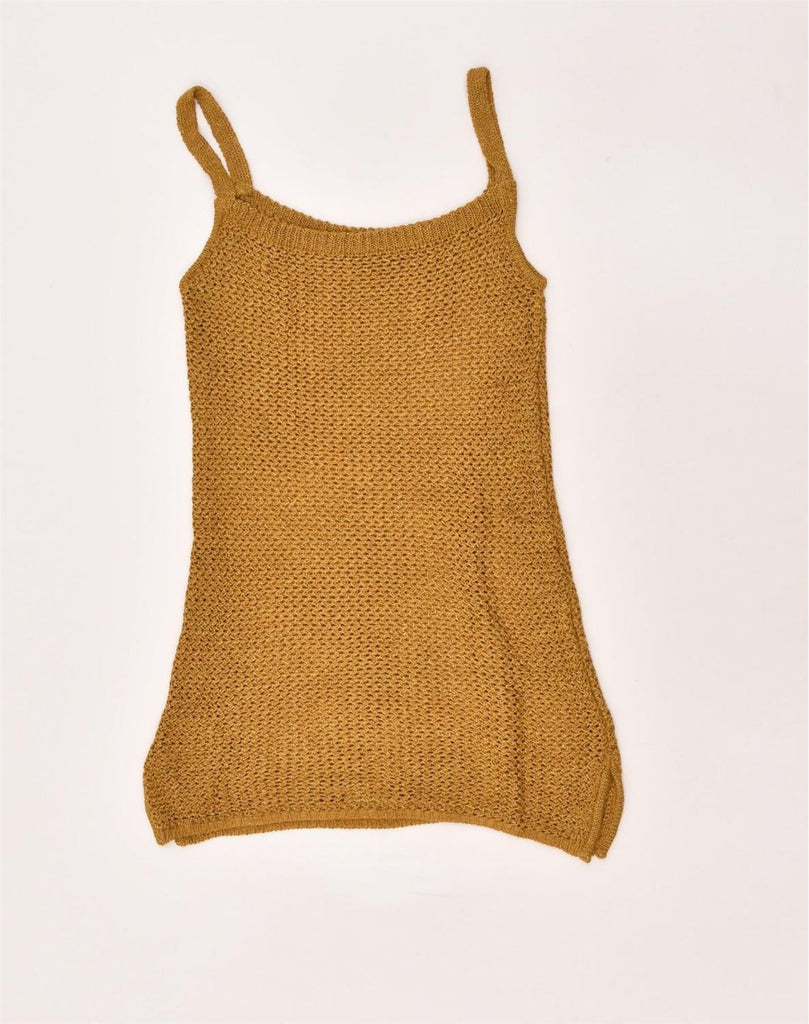 VINTAGE Womens Knit Cami Top UK 10 Small Brown | Vintage Vintage | Thrift | Second-Hand Vintage | Used Clothing | Messina Hembry 