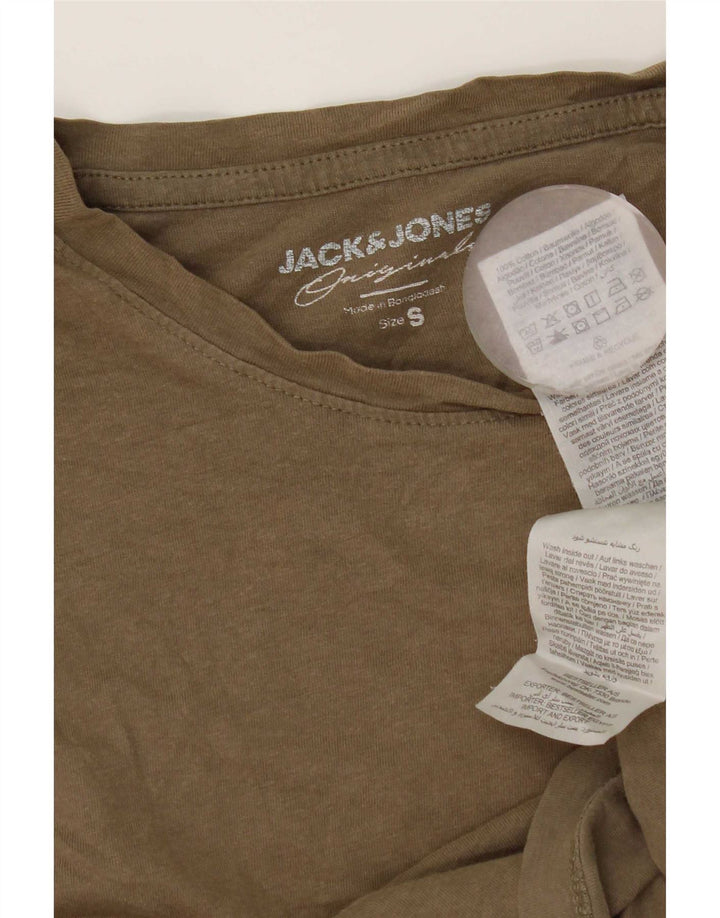 Jack & Jones Mens T-Shirt Top Small Khaki Cotton