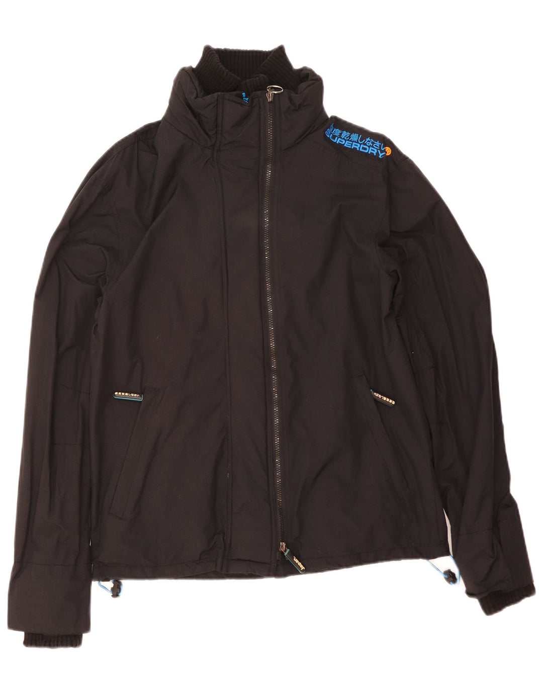 Superdry Womens Windcheater Graphic Windbreaker Jacket UK 16 Large Black