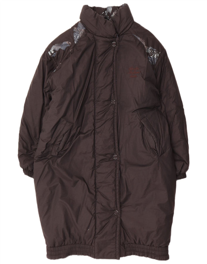 Luhta Womens Oversized Padded Coat UK 16 Large Black Colourblock Cotton