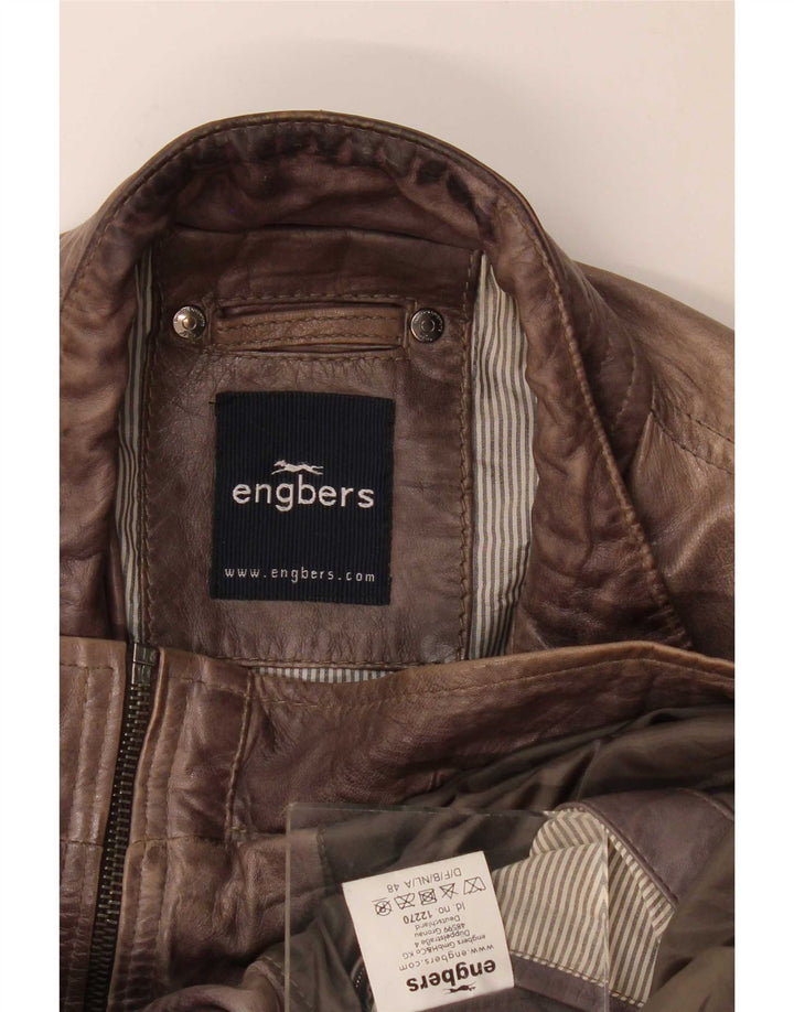 Engbers Mens Leather Jacket IT 48 Medium Grey