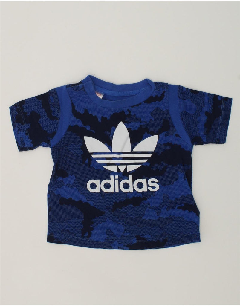 ADIDAS Baby Boys Graphic T-Shirt Top 9-12 Months Blue Camouflage Cotton | Vintage Adidas | Thrift | Second-Hand Adidas | Used Clothing | Messina Hembry 