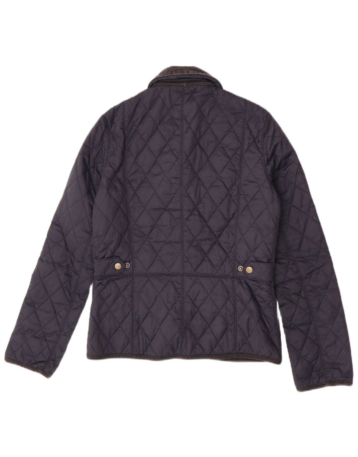 Barbour Womens Quilted Jacket UK 8 Small Navy Blue Colourblock Polyester
