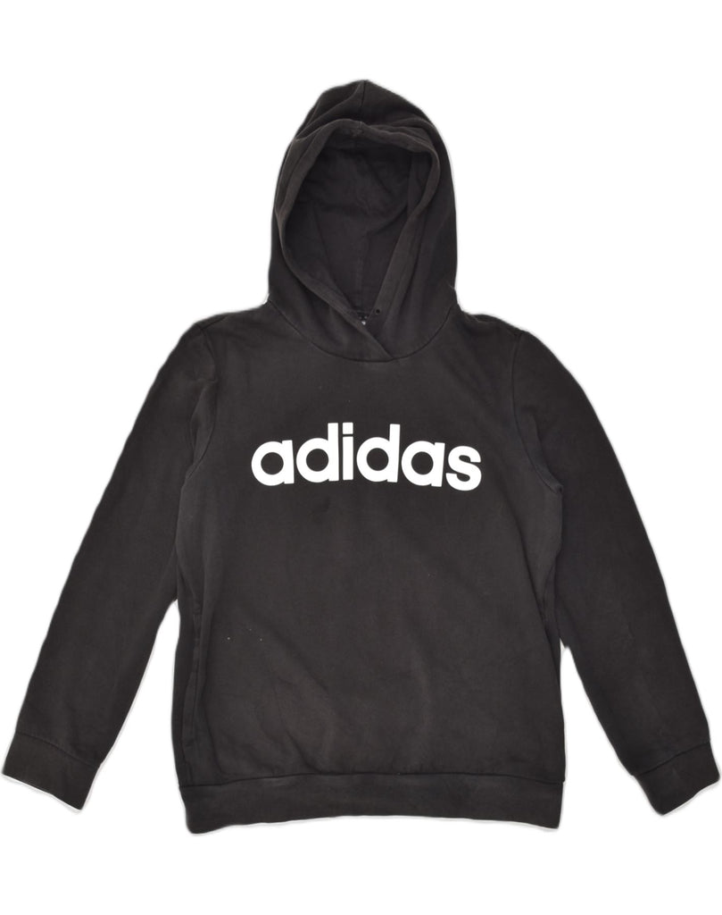 ADIDAS Womens Graphic Hoodie Jumper UK 16/18 Large Black Cotton | Vintage Adidas | Thrift | Second-Hand Adidas | Used Clothing | Messina Hembry 