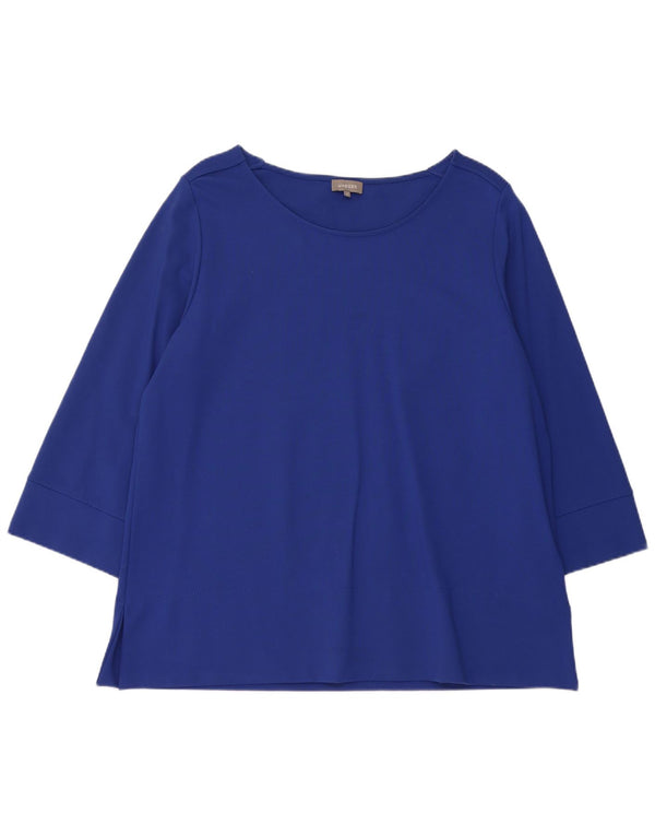 Jaeger Womens Top 3/4 Sleeve UK 18 XL Blue Viscose