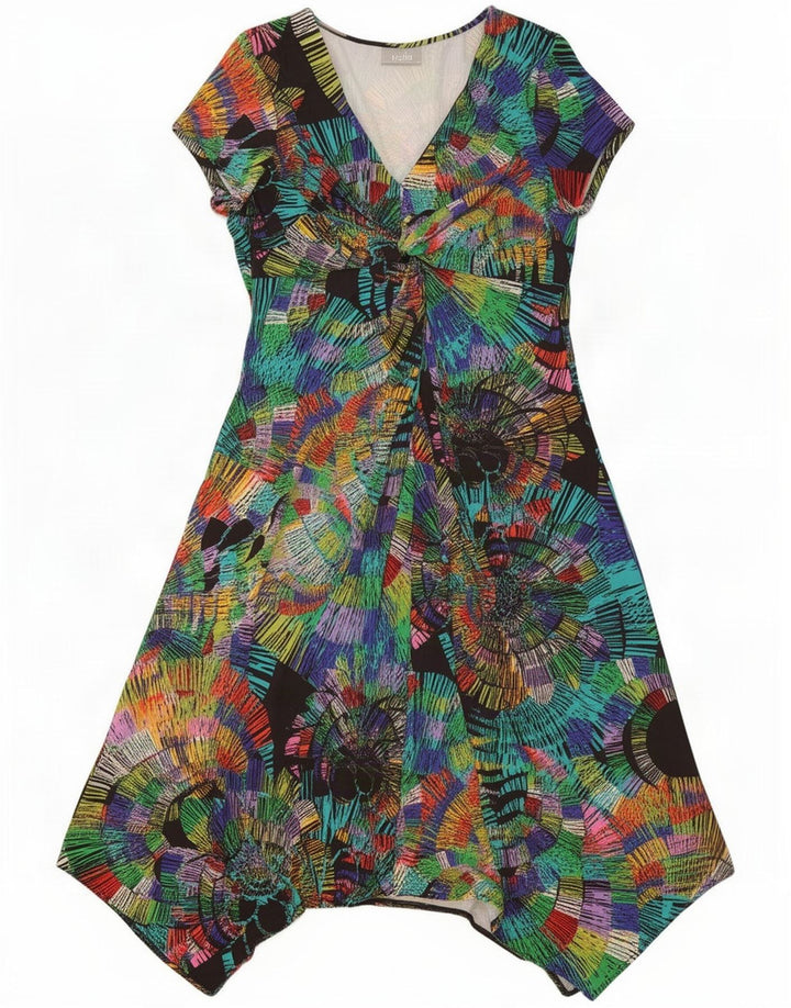 Wallis Womens Asymmetrical Dress UK 16 Large Multicoloured Geometric