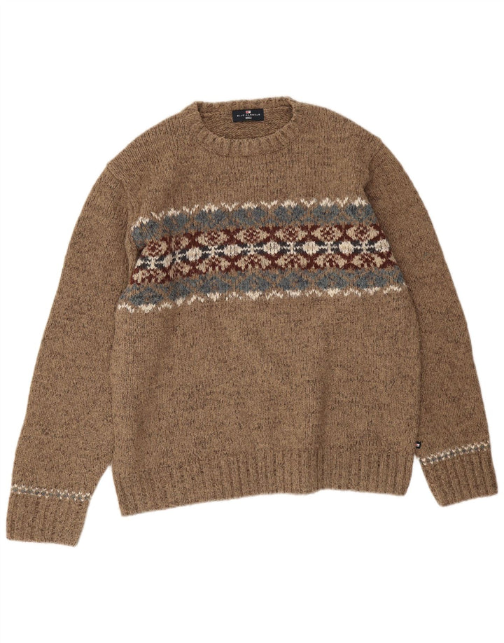 Marks & Spencer Mens Blue Harbour Crew Neck Jumper Sweater Large Brown