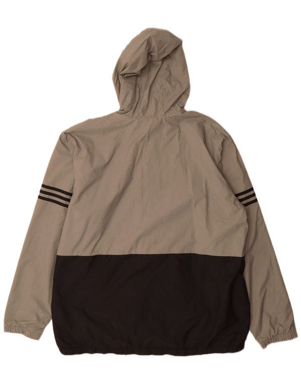 Adidas Mens Hooded Rain Jacket UK 42 XL Grey Colourblock Polyamide